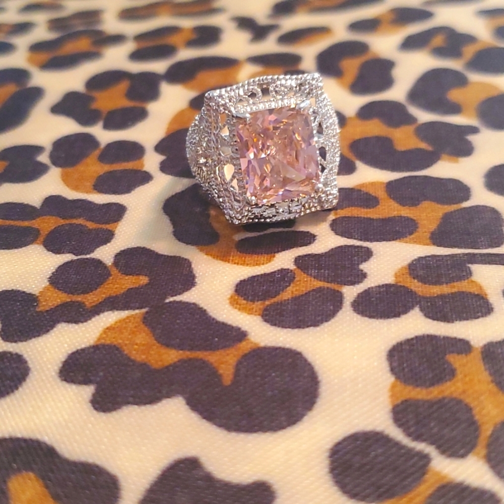 .925 Sterling silver pink ice ring